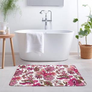 Rosa Boho Vintage Blommigt Skriv ut Badrumsmatta