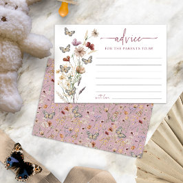 Rosa Boho Wildblomma Advice Card Inbjudningar