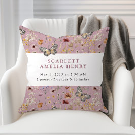 Rosa Boho Wildblomma Baby Stats Kudde