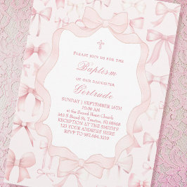 rosa böjer inbjudan till ram Baptism