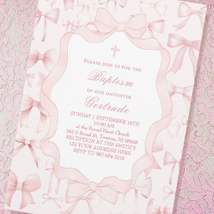 rosa böjer inbjudan till ram Baptism