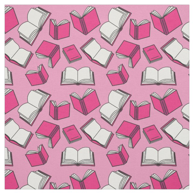 Rosa Bokar Mönster Cute Bok Reader Mönster Tyg (Provkarta)