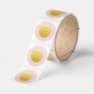 Rosa Bokeh Affärsdetaljhandel Anpassad logotyp Var Runt Klistermärke
