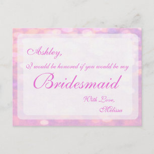 Rosa Bokeh   Bridesmaid Vykort