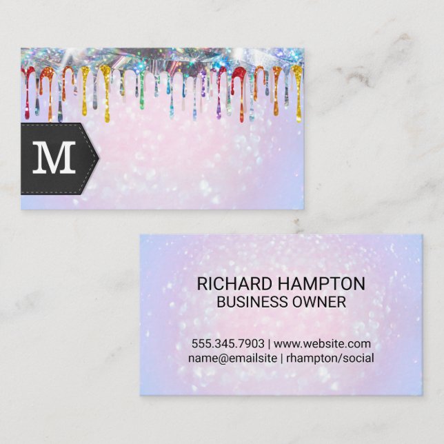 Rosa Bokeh Glamor Glitter Visitkort (Fram/baksida)