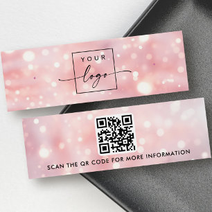 Rosa bokeh glitter ljus örningskort för visning litet visitkort