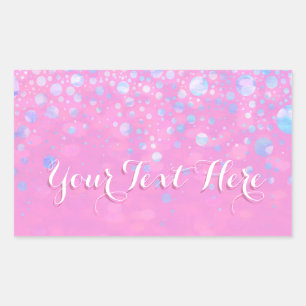 Rosa Bokeh Glitter Stars Rektangulärt Klistermärke