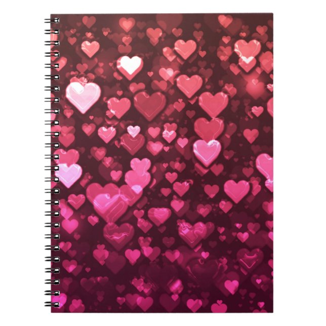 Rosa Bokeh Hearts Digital Background Tapet Anteckningsbok (Framsidan)