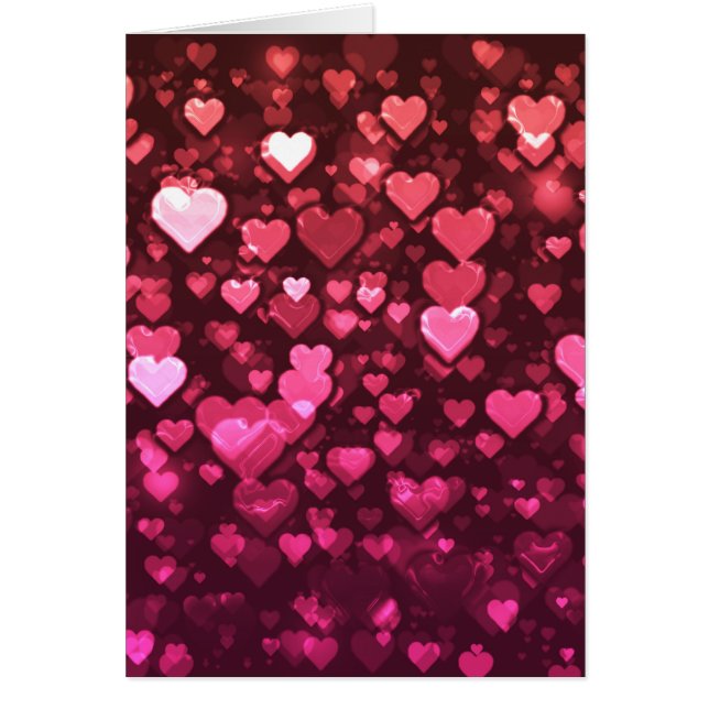 Rosa Bokeh Hearts Digital Background Tapet Hälsningskort (Framsidan)