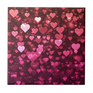 Rosa Bokeh Hearts Digital Background Tapet Kakelplatta