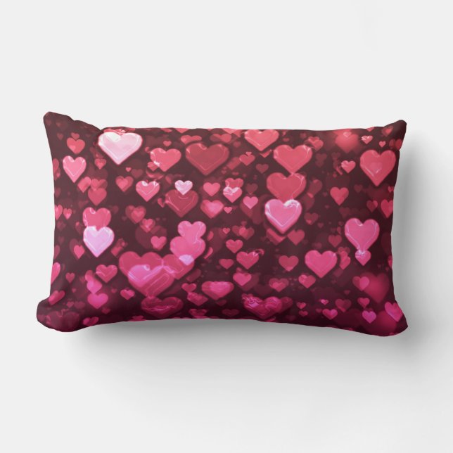 Rosa Bokeh Hearts Digital Background Tapet Lumbarkudde (Framsida)