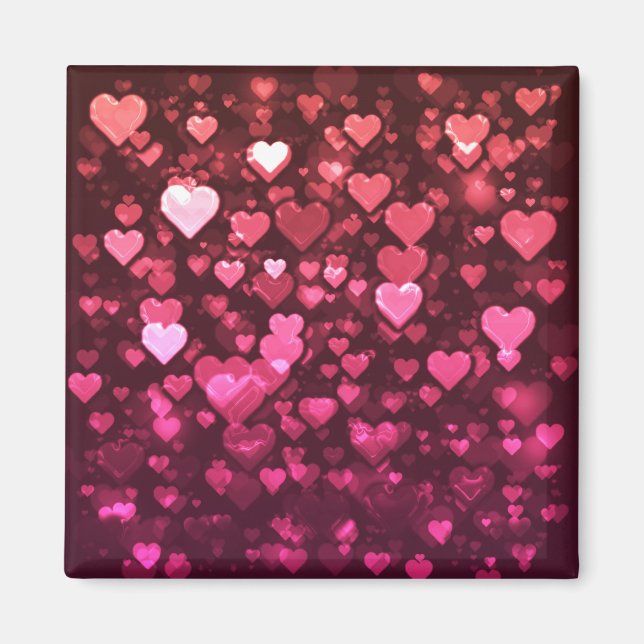 Rosa Bokeh Hearts Digital Background Tapet Magnet (Framsidan)