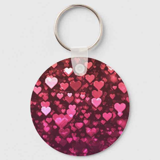 Rosa Bokeh Hearts Digital Background Tapet Nyckelring (Framsida)