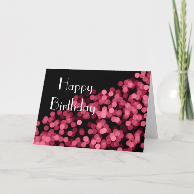 Rosa Bokeh Ljus Grattis på födelsedagen Card Kort (Framsida)