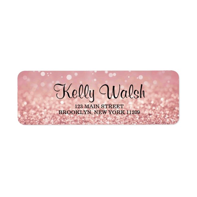 Rosa Bokeh Ljus Sweet 16 Returetiketter Returadress Etikett (Framsidan)