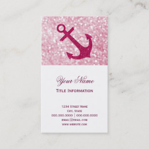Rosa Bokeh Nautical Glitter Anchor Visitkort