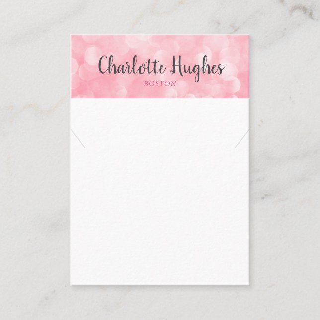 Rosa Bokeh Necklace Jewelry Visning Card Visitkort (Framsida)