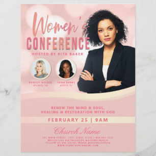 Rosa Bokeh Women's Church Conference Service Reklamblad