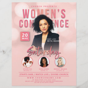 Rosa Bokeh Women's Church Conference Service Reklamblad