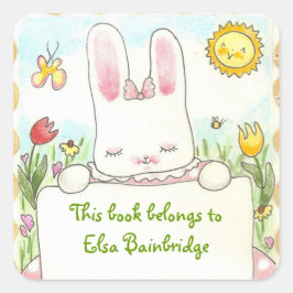 Rosa-bokskylt Fyrkantigt Klistermärke