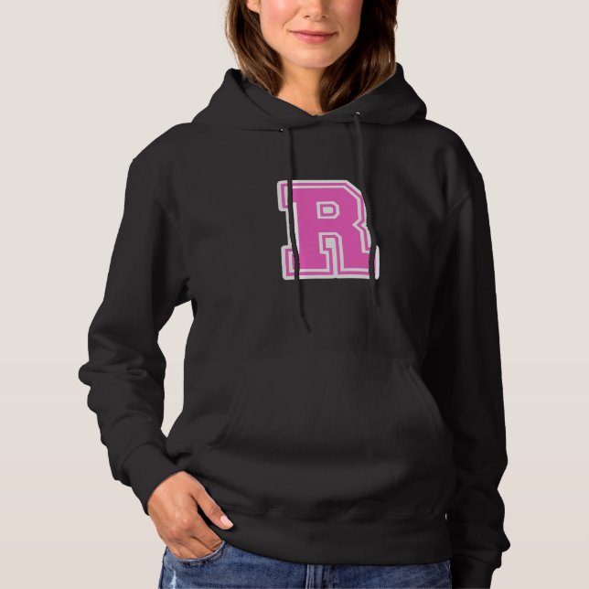 Rosa bokstav R monogram initial för förnamn eftern T Shirt (Framsida)