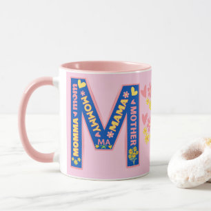 Rosa Bold Brev M Med sätt att säga Mamma Mugg