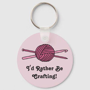 Rosa Boll av garn (Sticka & Crochet) Nyckelring