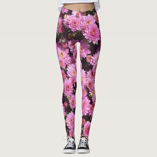 Rosa Boll Chrysanthemum Legging (Framsida)