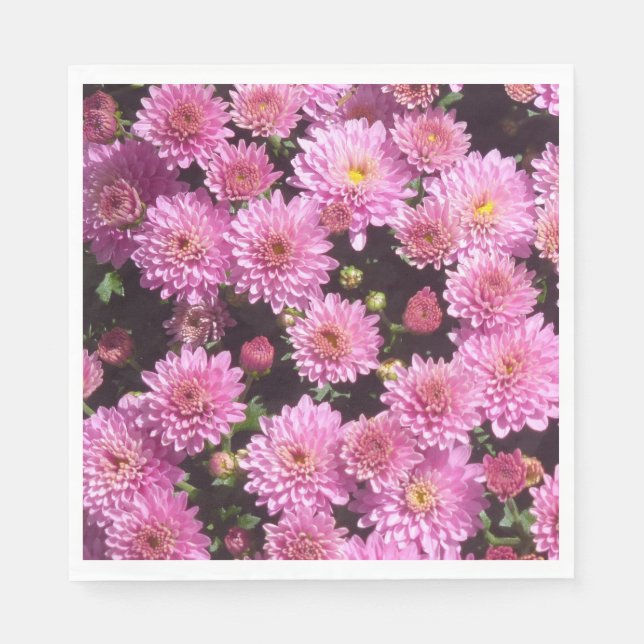 Rosa Boll Chrysanthemum Papper Napkins Pappersservett (Framsidan)