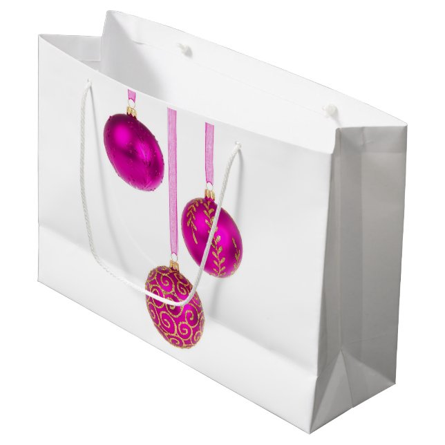 Rosa Boll julprydnader Large Gift Bag (Framsidan Vinklad)