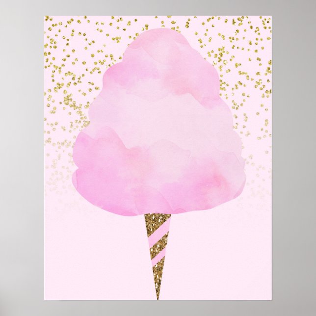 Rosa bomullskryddor och guldglitter söta trendiga  poster (Framsidan)