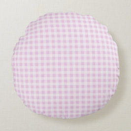 Rosa Bomullssnurr Gingham Rund Kudde