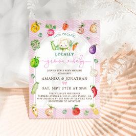 Rosa bondemarknad lokalt odlad baby shower inbjudningar