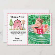 Rosa bondgård/ Födelsedagsfoto tackkort 