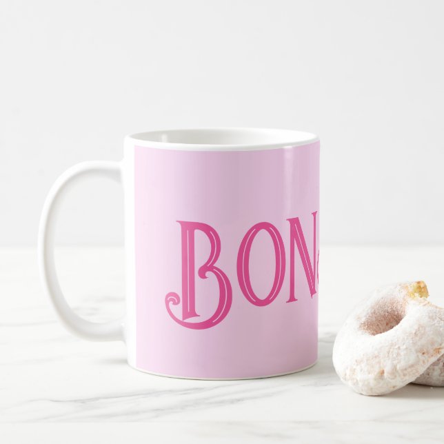 Rosa Bonjour Pastel Rosa Coffee Mugg (Med munk)