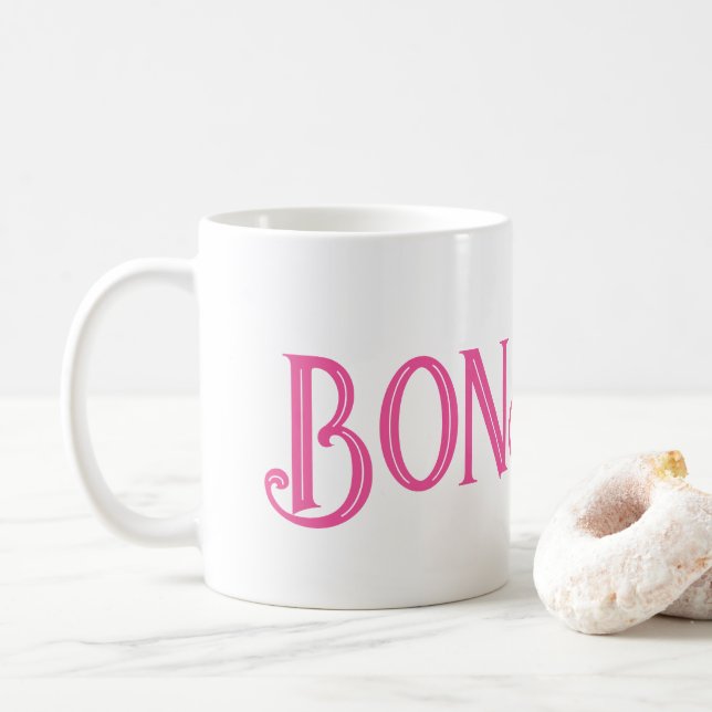 Rosa Bonjour White Coffee Mugg (Med munk)