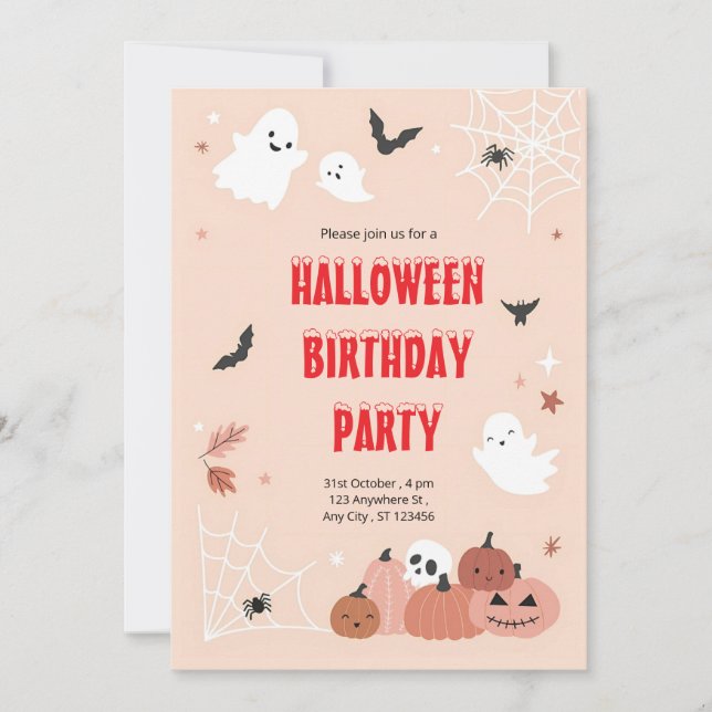 Rosa Boo Bash: En Spooky Cute Halloween fest Inbjudningar (Framsida)
