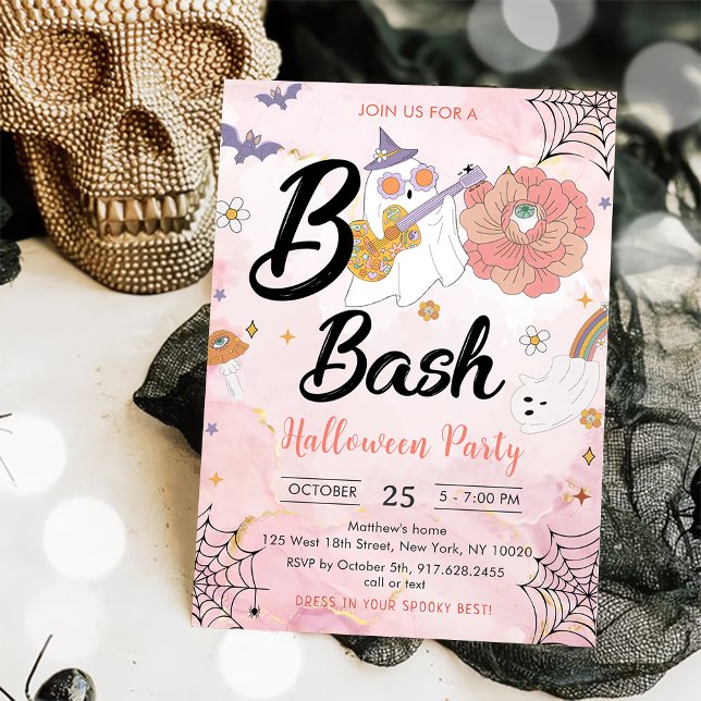 Rosa Boo Bash Halloween fest Inbjudningar (Skapare uppladdad)
