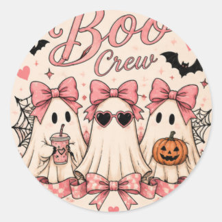 Rosa Boo-gäng Halloween-spöken Söta kusliga tjejer Runt Klistermärke