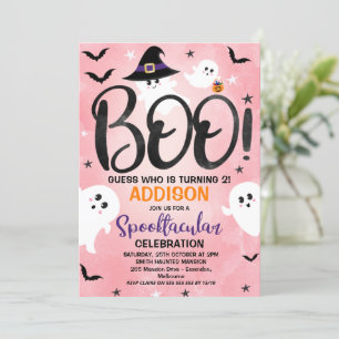 Rosa Boo Ghost Halloween fest födelsedagsinbjudan Inbjudningar