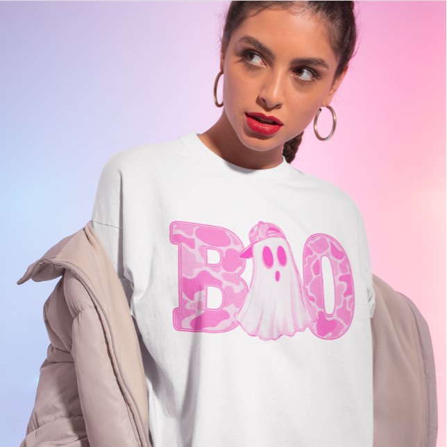 Rosa BOO Ghost Halloween Shirt T (Skapare uppladdad)