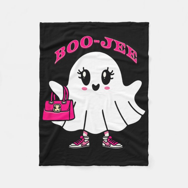 Rosa Boo-jee Funny Ghost Halloween Fleecefilt (Framsidan)