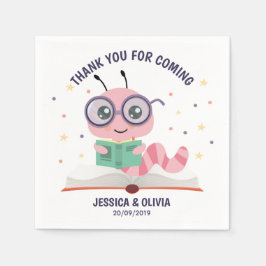 Rosa Bookworm Tema Pappersservett