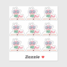 Rosa Bookworm Theme Sticker Klistermärken