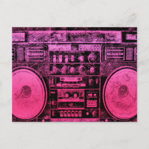 rosa boombox vykort