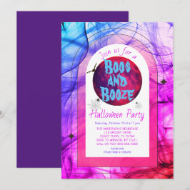 Rosa Boos och Sprit-taloky Vuxen Halloween fest Inbjudningar