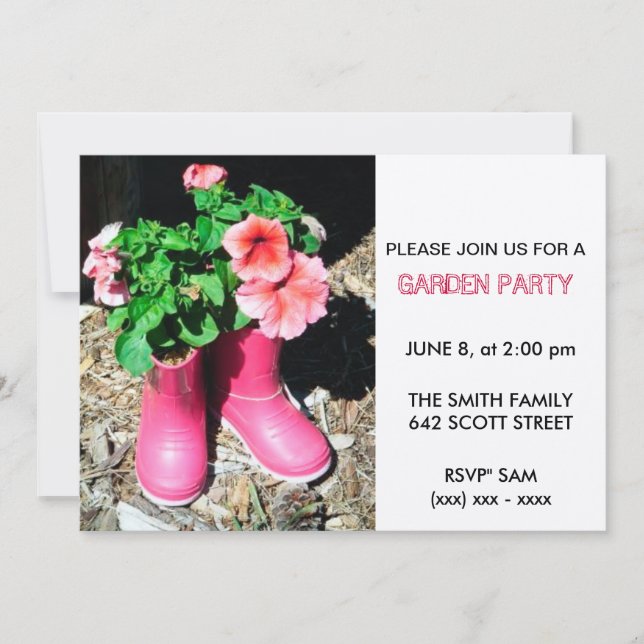 Rosa Boot Garden Party-inbjudan Inbjudningar (Framsida)