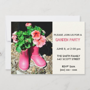 Rosa Boot Garden Party-inbjudan Inbjudningar