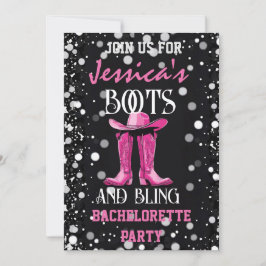 Rosa Boots och Bling Bachelorette Party Inbjudningar