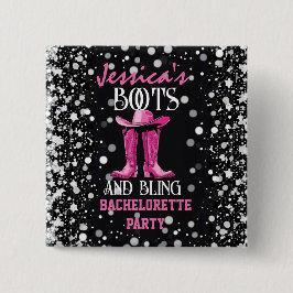 Rosa Boots och Bling Bachelorette Party Knapp